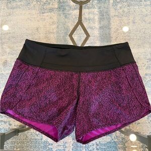 Lululemon black and purple running shorts size 6
